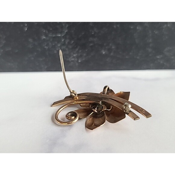 Vintage 12K GF Flower Shaped Brooch - Picture 8 of 10